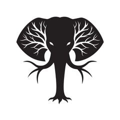 Tree Of Life With Elephant Roots Silhouette