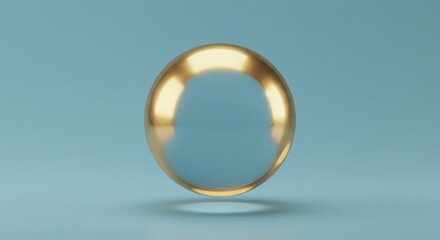 Stunning 3D render of a golden orb with a blue center floating against a light blue backdrop