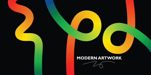 Abstract Modern Artwork Colorful Gradient Curves and Lines