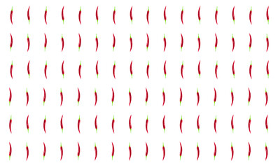 background chili peppers in even rows on white as a pattern or screensaver