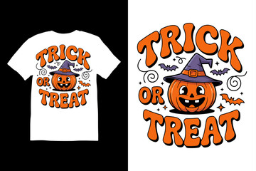 Trick or Treat Halloween T-shirt vector Design design with white background.