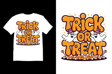 Trick or Treat Halloween T-shirt vector Design design with white background.