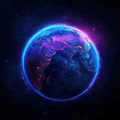 Obraz premium Planet Earth, vibrant night glow