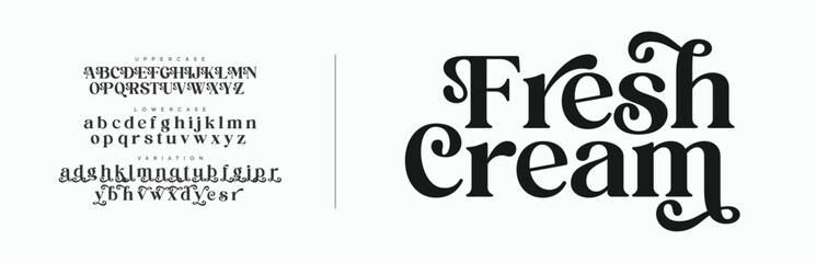 Elegant Font Uppercase Lowercase And Number. Classic Lettering Minimal Fashion Designs. Typography modern serif fonts regular decorative vintage concept. vector illustration
