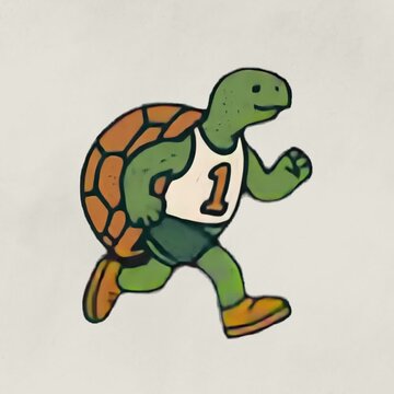 Cartoon turtle running fast animation isolated asset, transparent 4K video, alpha channel, ProRes 4444