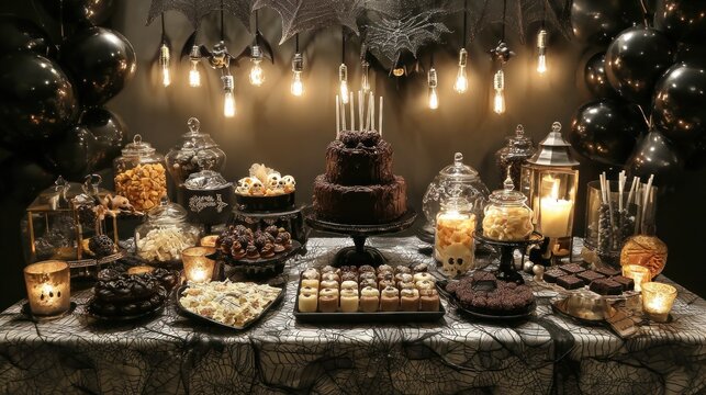 Halloween themed dessert buffet