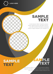 Modern Business Flyer Template with Dual Circular Photo Frames and Orange Wave Design