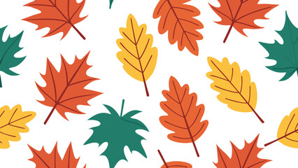 Obraz premium Colorful Autumn Leaves Seamless Pattern Design for Fall Season Decor and Backgrounds