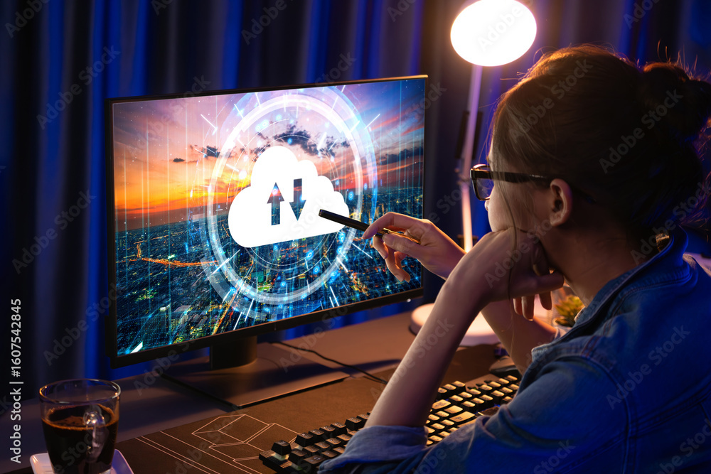 Poster cloud computing software for brisk remote work and personal data storage
