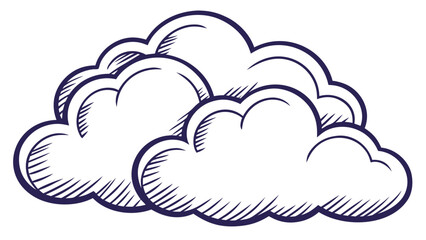 Stylized Cloud Illustration Weather Element Sky Decoration Atmospheric Graphic Design Fluffy Clipart Icon Blue Outline