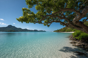 Fototapeta premium capture breathtaking beauty of remote island archipelago in fiji bathed in clear blue light