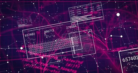 Panels fading in, numbers updating then panels sliding rotating, visualizing network data - Powered by Adobe