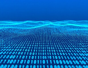 Abstract digital stream of glowing blue and pink data points