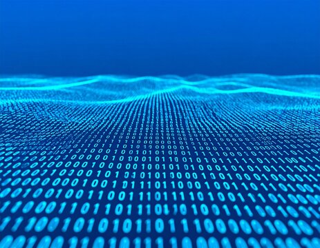 Abstract digital stream of glowing blue and pink data points