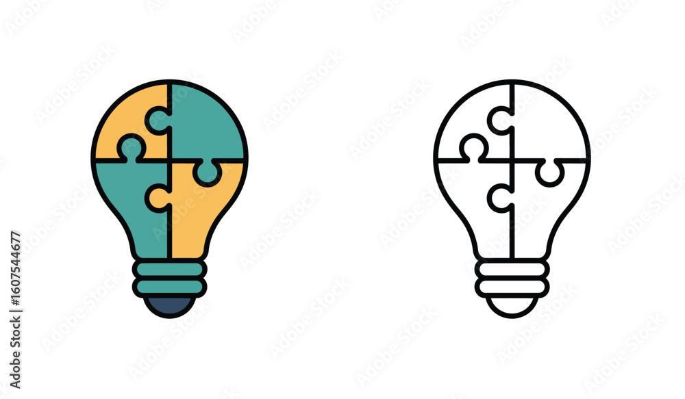 Aufkleber creative problem solving light bulb puzzle symbolizing teamwork and innovation
