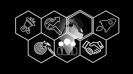 A Exclusive concept button on a futuristic ,beautiful abstract wave technology background, white flickering dots on technology background. abstract radio wave background on rotating world map icon.