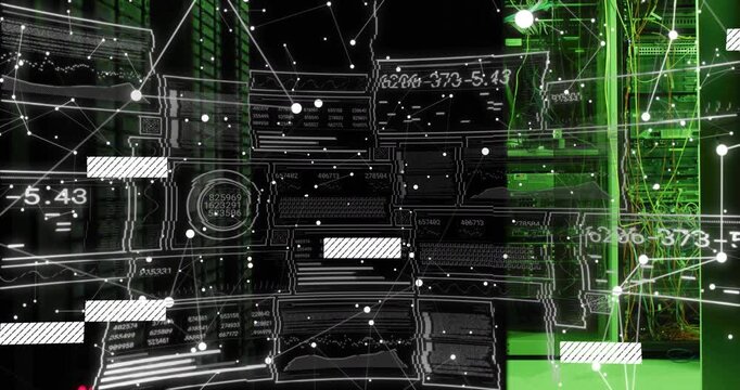 Overlay activating network scanning racks, forming grid, sliding bars, monitoring performance
