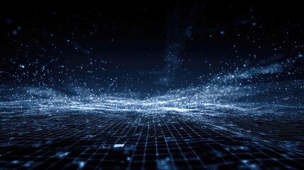 Abstract digital network landscape.