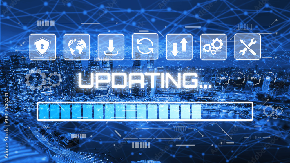 Poster knowledge upgrade and software updates support digital skills growth, competitiveness, and continuou