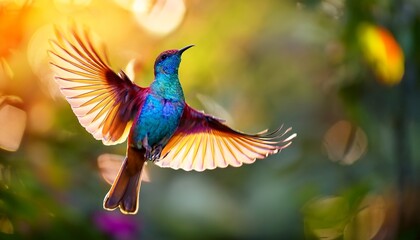 Fototapeta premium vibrant avian beauty in flight the colorful songbird s journey through nature and wildlife