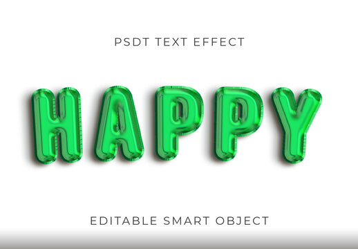 Green Chrome Balloon Font 3D Glossy Text Effect