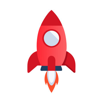 recommend clip art: space rocket, retro cartoon rocket ship, red and white color scheme, minimalist design, vector illustration, digital art
                    
