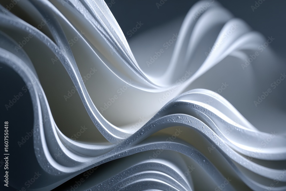 Poster soft white fabric gracefully draping and flowing in gentle waves, showcasing textures and patterns u