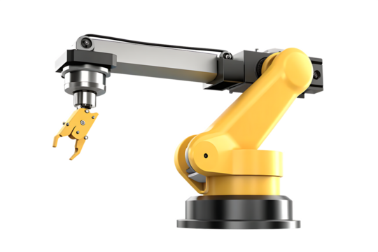 Industrial robot arm yellow isolated on a transparent background.png