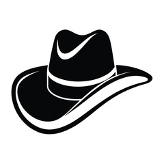 Black Cowboy Hat Silhouette with Elegant Curves and Refined Style Graphic Element