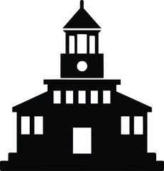 School building silhouette vector university black icon