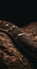 Obraz premium Close up of a snake's textured body and patterned scales on a natural tree branch. Danger and wildlife concept.