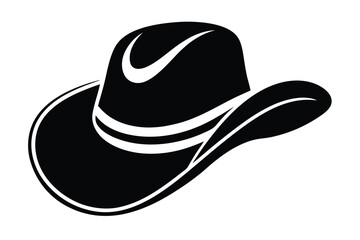 Striking Black and White Graphic Illustration of a Cowboy Hat with Defined Lines