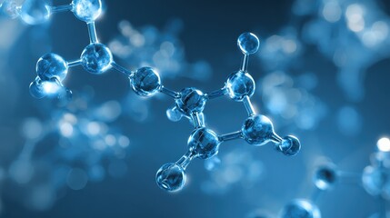 Abstract molecules medical blue background, no logos, no brands
