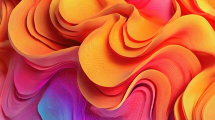 Abstract design with vibrant, layered colors and flowing lines.