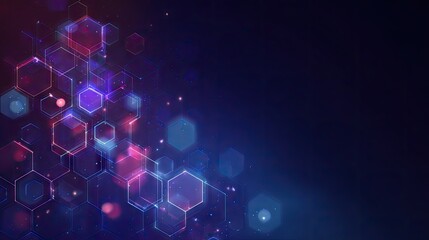Abstract geometric design with glowing hexagons.