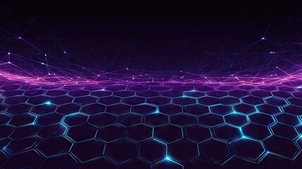 Abstract digital honeycomb pattern with glowing lines and points.