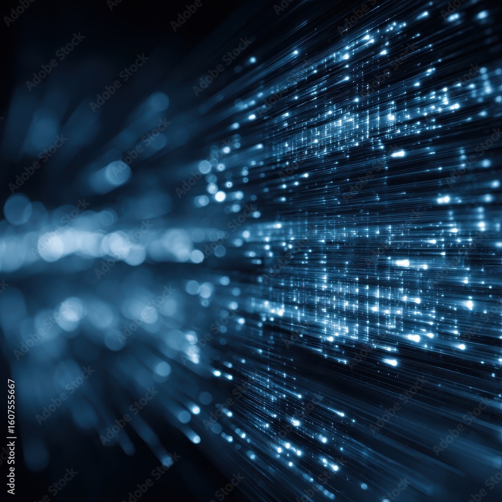 Poster a dynamic abstract digital technology blue matrix background symbolizing futuristic data flow, cyber