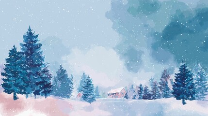 Winter background vector. Hand painted watercolor drawing for Christmas. and Happy New Year season. Background design for invitation, cards, social post, ad, cover, sale banner and invitation., no lo
