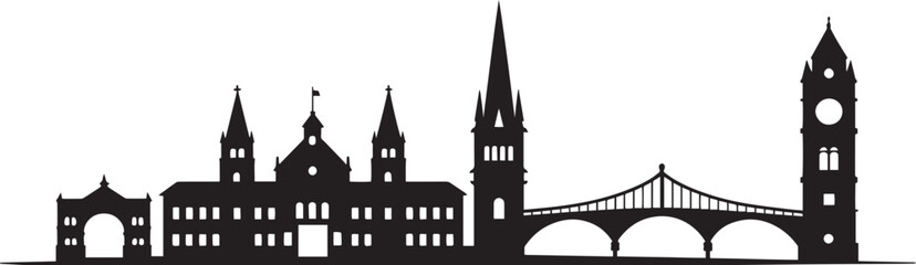 Innsbruck Austria Skyline Silhouette Vector Illustration with Detailed Landmarks