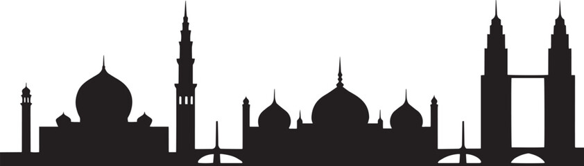 Kuala Lumpur Skyline Silhouette Vector Illustration with City Buildings and Landmarks