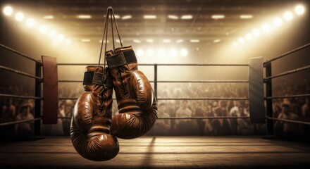 vintage glove in the boxing ring