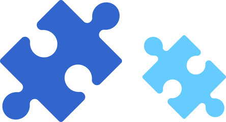 Blue puzzle pieces – colorful flat vector education and logic symbol