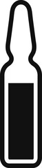 Black Glass Ampoule Icon. Medical Ampoule. Vector. Flat design.
