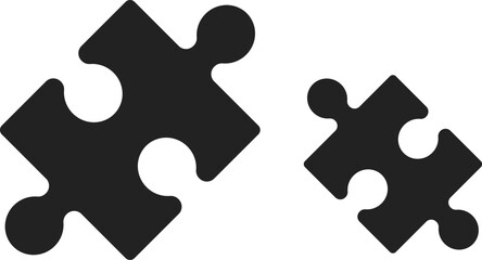 Two black puzzle pieces icon. Vector. Flat design.	