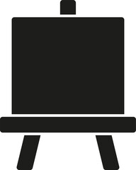Black easel with blank canvas icon. Vector. Flat design.	