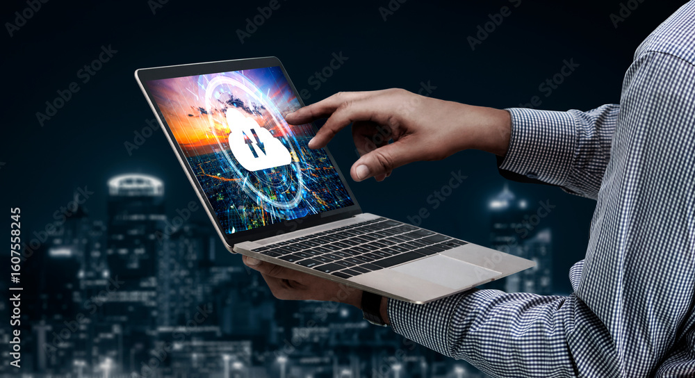 Poster cloud computing software for modish remote work and personal data storage