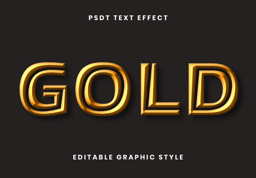 Golden 3D Embossed Line Font Shiny Metallic Text Effect