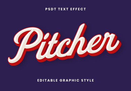 Red And White Retro Sports Team Font 3D Bold Cursive Text Effect