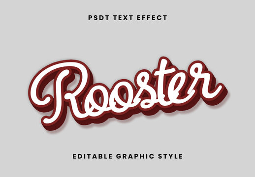 Red And White Retro Sports Team Font 3D Cursive Text Effect