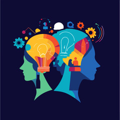 Innovative business technology concept showcasing collaborative research and learning, a simple logo for shared ideas and solutions.
